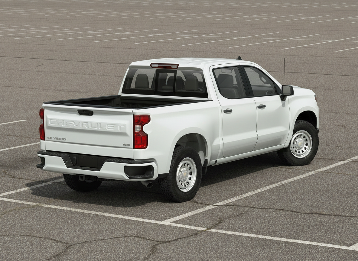 White Chevrolet pickup truck on a white background