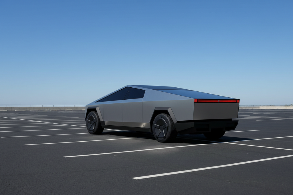 Tesla Cybertruck on a white background