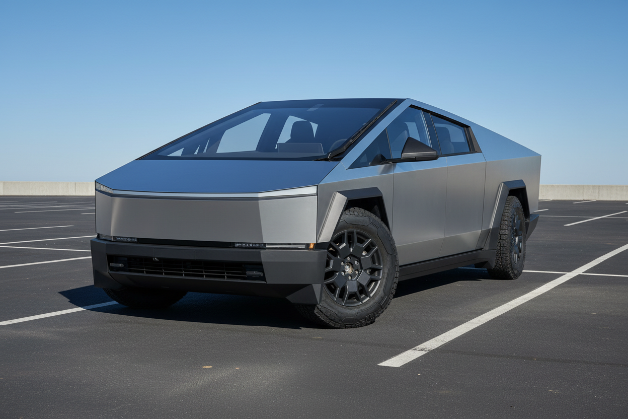 Tesla Cybertruck on a white background