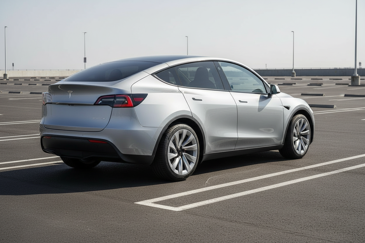 Silver car on a white background