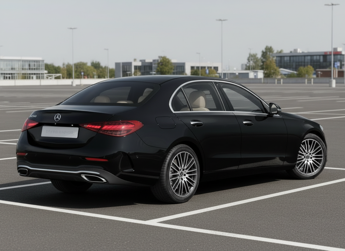 Black Mercedes-Benz car on a white background