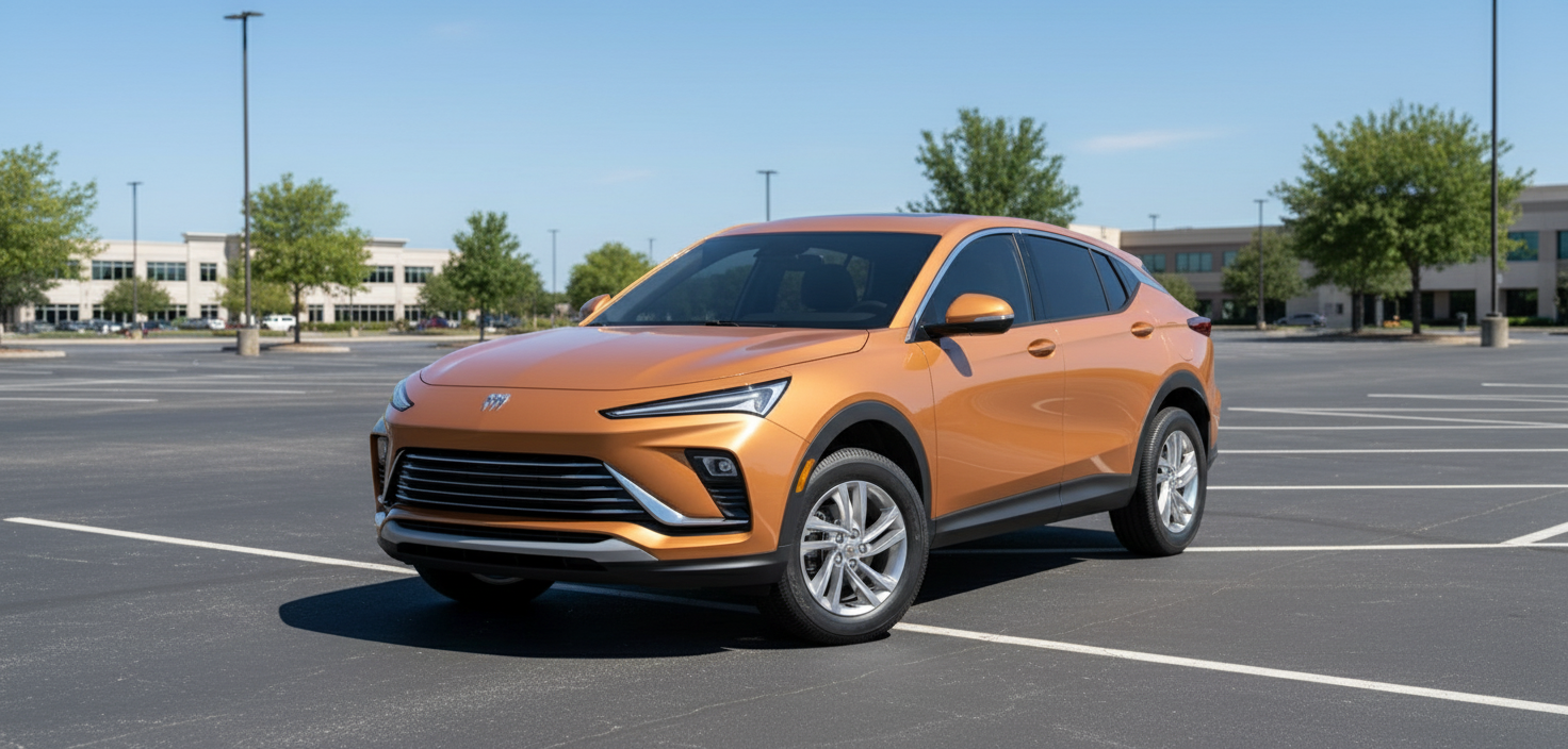 Orange SUV on a white background