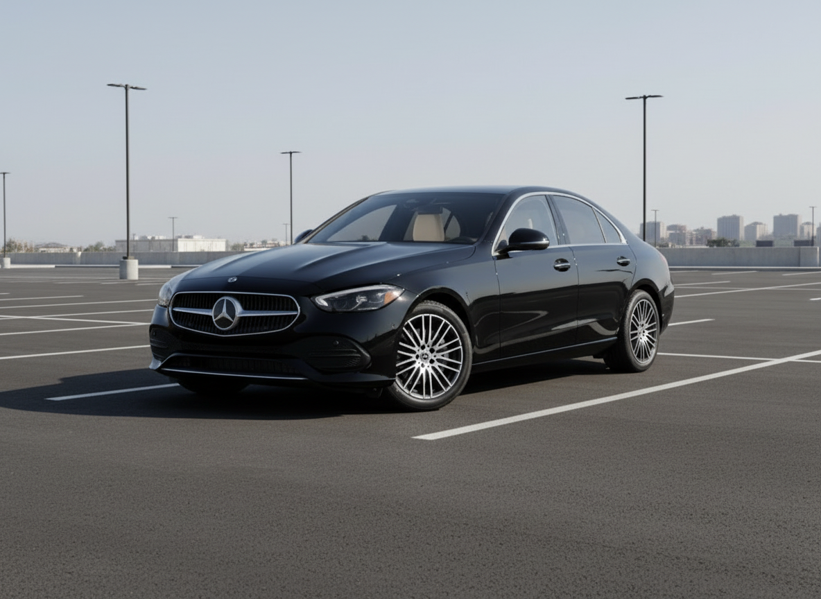 Black Mercedes-Benz car on a white background